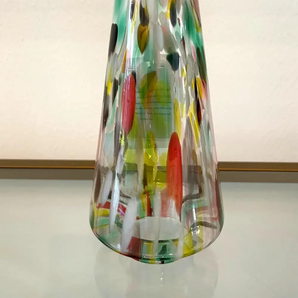 Art Glass CHRISTMAS TREE 10in Pop of Color Marbled Handmade in Poland NEW